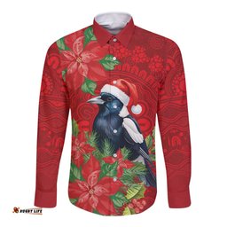 Australian Magpie Long Sleeve Button Shirt Aboriginal Inspired Christmas LT9