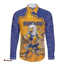 Custom Eagles Football Long Sleeve Button Shirt Aboriginal Dot Art Pattern DT05