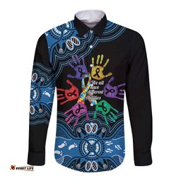 Autism Awareness Australia Indigenous Long Sleeve Button Shirt We All Have Different Abilities LT14