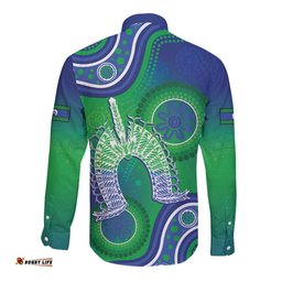 Australia Torres Strait Islanders Long Sleeve Button Shirt Dhari Aboriginal Pattern LT14