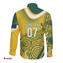 Australia Custom Indigenous Long Sleeve Button Shirt WC2026 Socceroos Aboriginal Arts LT7