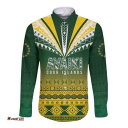 Cook Islands Rugby Custom Long Sleeve Button Shirt Kuki Avaiki LT7
