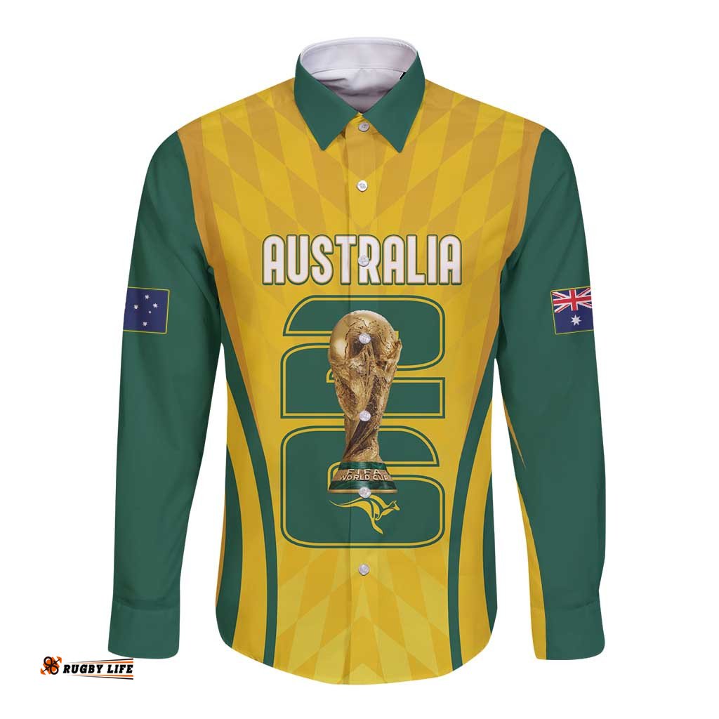 Australia Socceroos Custom Long Sleeve Button Shirt 2026 Forever Golden LT7