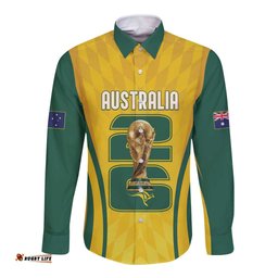 Australia Socceroos Custom Long Sleeve Button Shirt 2026 Forever Golden LT7