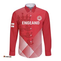 Custom England Cricket Long Sleeve Button Shirt Go Champions Sporty Style LT14