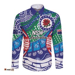 Australia New South Wales Long Sleeve Button Shirt NSW Orta Recens Quam Pura Nites LT9