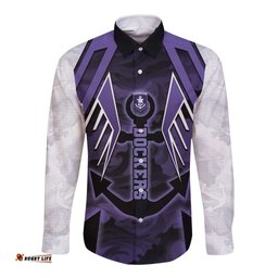 Custom Fremantle Football Long Sleeve Button Shirt Dockers Anchor Sporty Style DT05