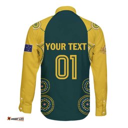 Custom Australia Cricket Long Sleeve Button Shirt Aussies Champions LT01