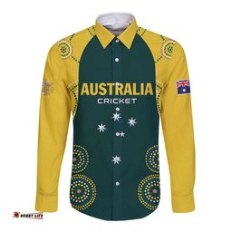 Custom Australia Cricket Long Sleeve Button Shirt Aussies Champions LT01