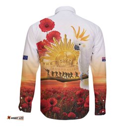 Australia Cockatoo ANZAC Day Long Sleeve Button Shirt Lest We Forget LT05