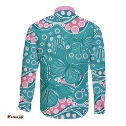 Australia Hereditary Cancer Awareness Long Sleeve Button Shirt Aboriginal Butterflies LT7