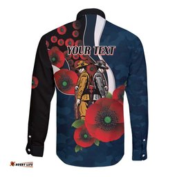 Carlton Blues ANZAC Personalised Long Sleeve Button Shirt Lest We Forget Poppy Camo LT9