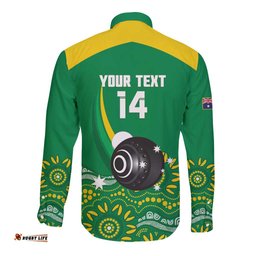 Custom Bowls Australia Long Sleeve Button Shirt Aussie Kangaroo Aboriginal Art LT14
