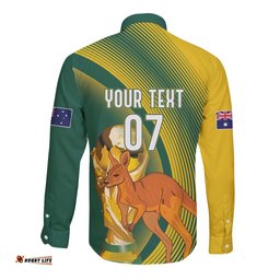 Australia Socceroos WC2026 Custom Long Sleeve Button Shirt Golden Champions LT7