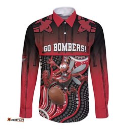 Custom Essendon Go Bombers Long Sleeve Button Shirt Don The Sash DT05