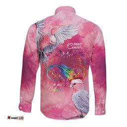 Australia Fight Cancer In All Colors Long Sleeve Button Shirt Galah Pink Tie Dye LT7
