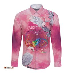 Australia Fight Cancer In All Colors Long Sleeve Button Shirt Galah Pink Tie Dye LT7