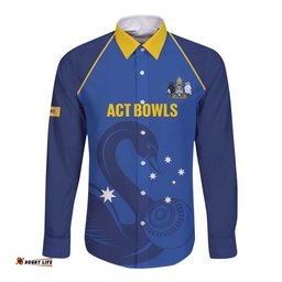 Custom ACT Bowls Australia Long Sleeve Button Shirt Go Australian Capital Territory Swan LT14
