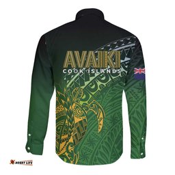 Cook Islands Rugby Kuki Avaiki Long Sleeve Button Shirt Tribal Turtle LT7