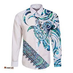 Kahui Whetu Paua shell Kowhaiwhai Taniko Personalised Long Sleeve Button Shirt Turtle Tattoo Maori Tribal Style LT9