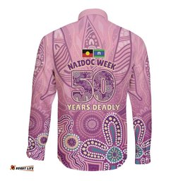 NAIDOC Week - 50 Years Deadly Long Sleeve Button Shirt Pastel Wings LT7