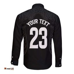 New Zealand Basketball Ta Moko Tribal Custom Long Sleeve Button Shirt LT03