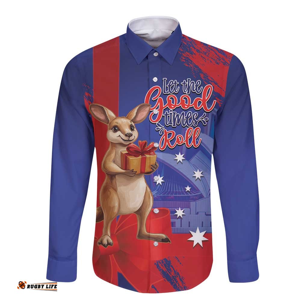 Happy Boxing Day Australia Long Sleeve Button Shirt Let The Good Time Roll! LT14