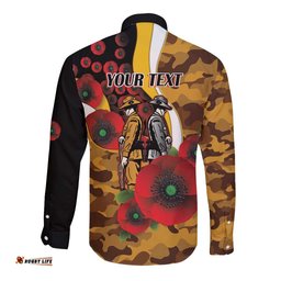 Hawthorn Hawks ANZAC Personalised Long Sleeve Button Shirt Lest We Forget Poppy Camo LT9