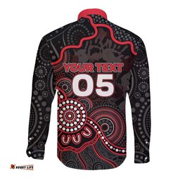 Custom Saints Football Long Sleeve Button Shirt Aboriginal Dot Art Pattern DT05