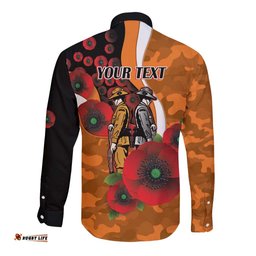 Greater Giants ANZAC Personalised Long Sleeve Button Shirt Lest We Forget Poppy Camo LT9
