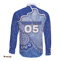 Custom Roos Football Long Sleeve Button Shirt Aboriginal Dot Art Pattern DT05