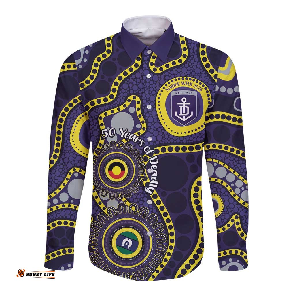 Dockers NAIDOC Week 2026 Personalised Long Sleeve Button Shirt 50 Years of Deadly Aboriginal Art LT14