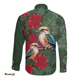 Kokaburra and Waratah Long Sleeve Button Shirt Aboriginal Art LT9