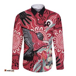 Personalised Australia Galah NAIDOC Week 2026 Long Sleeve Button Shirt 50 Years of Deadly Aboriginal Art LT14