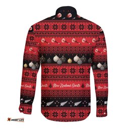 New Zealand Darts Christmas Long Sleeve Button Shirt Merry Xmas Aotearoa Maori Red LT14