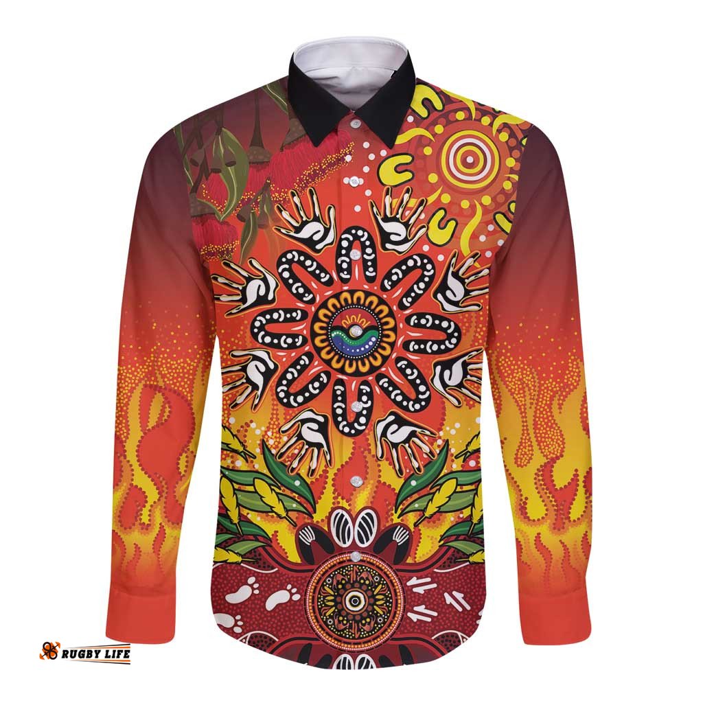 NAIDOC Week 2026 Long Sleeve Button Shirt 50 Years of Deadly Aboriginal Dot Art LT9