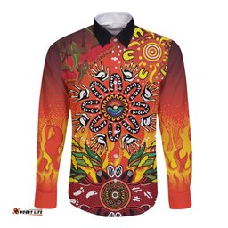 NAIDOC Week 2026 Long Sleeve Button Shirt 50 Years of Deadly Aboriginal Dot Art LT9