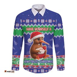 New Zealand Christmas Long Sleeve Button Shirt Have Yourself A Kiwi-tastic Christmas LT05