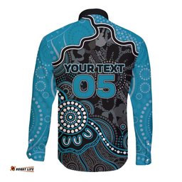 Custom Power Football Long Sleeve Button Shirt Aboriginal Dot Art Pattern DT05