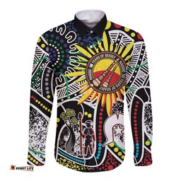 NAIDOC 50 Years of Deadly Personalised Long Sleeve Button Shirt Aboriginal Dot Art LT9