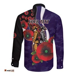 Fremantle Dockers ANZAC Personalised Long Sleeve Button Shirt Lest We Forget Poppy Camo LT9