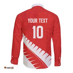 Custom New Zealand Cricket Long Sleeve Button Shirt Kiwi Birds Haka Dance Red Fern Sporty Style LT03