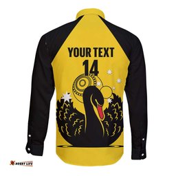 Custom Western Australia Bowls Long Sleeve Button Shirt Go Champions WA Black Swan LT14
