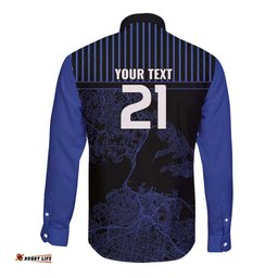 Custom Oceania Football NZ Auckland Long Sleeve Button Shirt Minimal City Map Style LT9