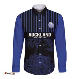 Custom Oceania Football NZ Auckland Long Sleeve Button Shirt Minimal City Map Style LT9