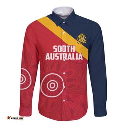 Custom South Australia Cricket Long Sleeve Button Shirt Go Champions - Aboriginal Art LT14