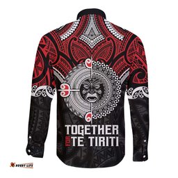 Aotearoa and Tonga Mo Te Tiriti Long Sleeve Button Shirt New Zealand Honour The Treaty Ake!Ake!Ake! LT9