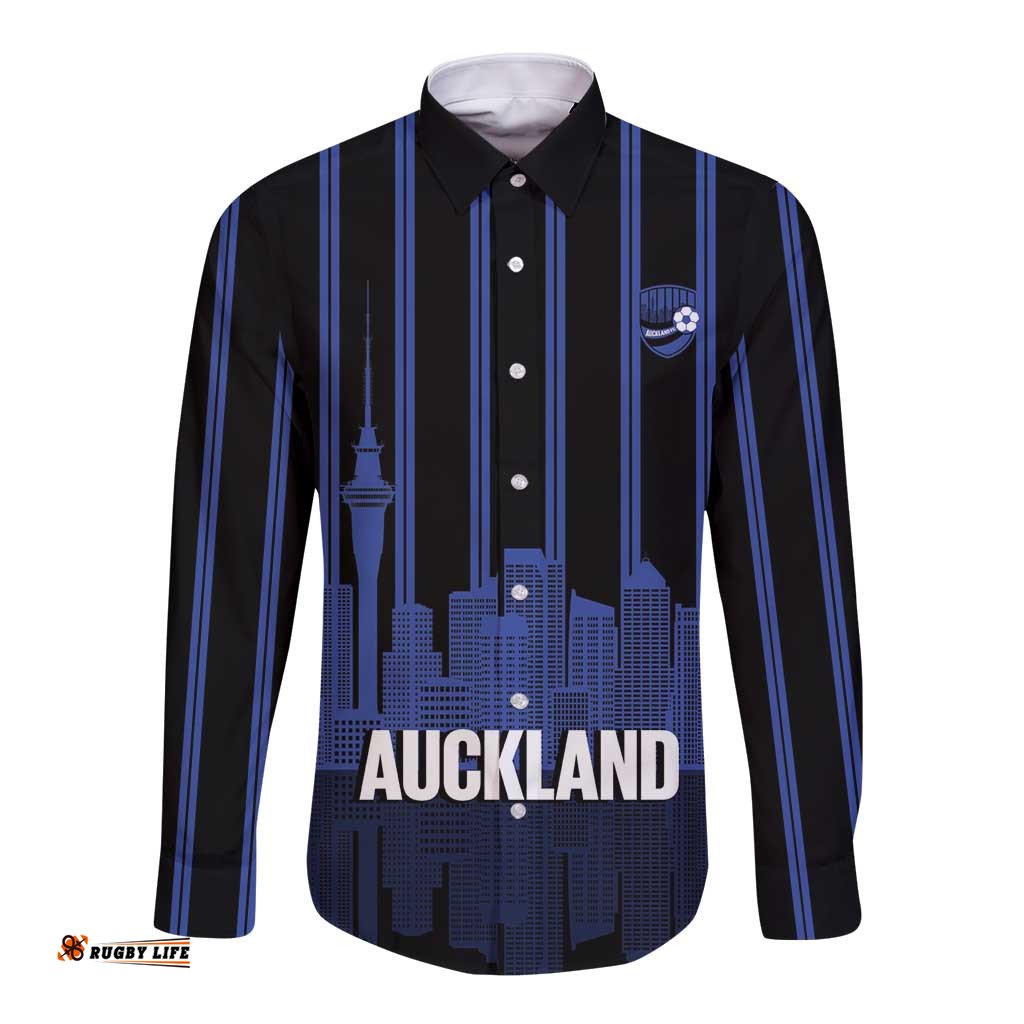 New Zealand Auckland Football Custom Long Sleeve Button Shirt Go City of Sails Est 2025 LT14
