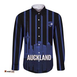 New Zealand Auckland Football Custom Long Sleeve Button Shirt Go City of Sails Est 2025 LT14