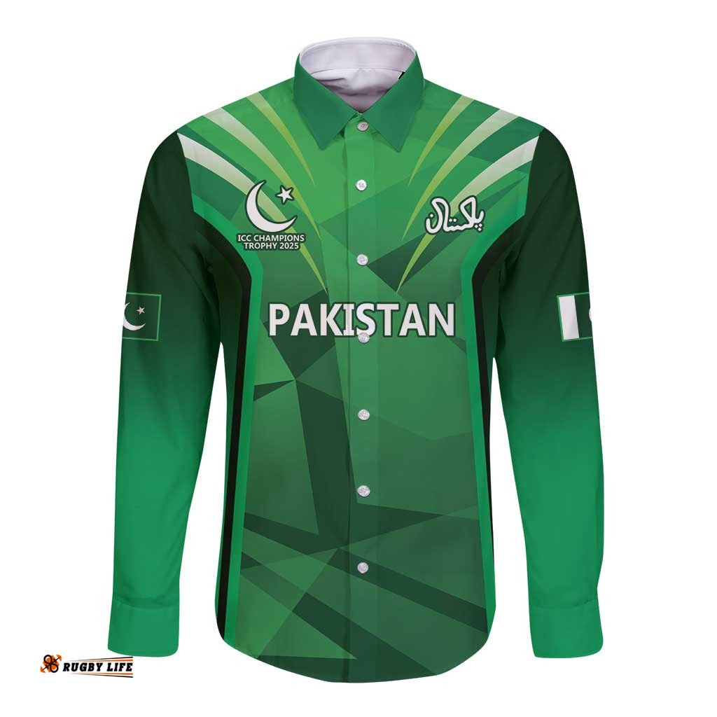 Pakistan Cricket Custom Long Sleeve Button Shirt The Green Shirts with Sporty Pattern LT9